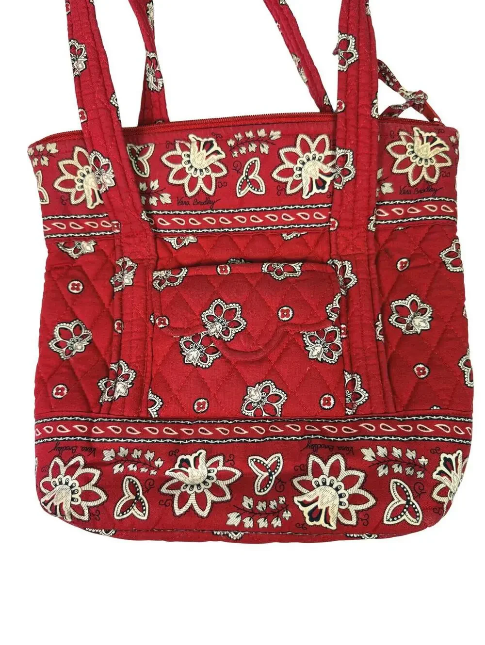 Retired Vera Bradley Red Bandana Print Quilted Tote Bag Y2K
